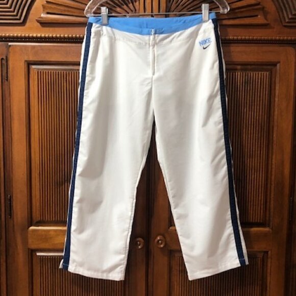 nike White Zip Front Capri Crop Pants w/ Drawstring - Picture 1 of 6